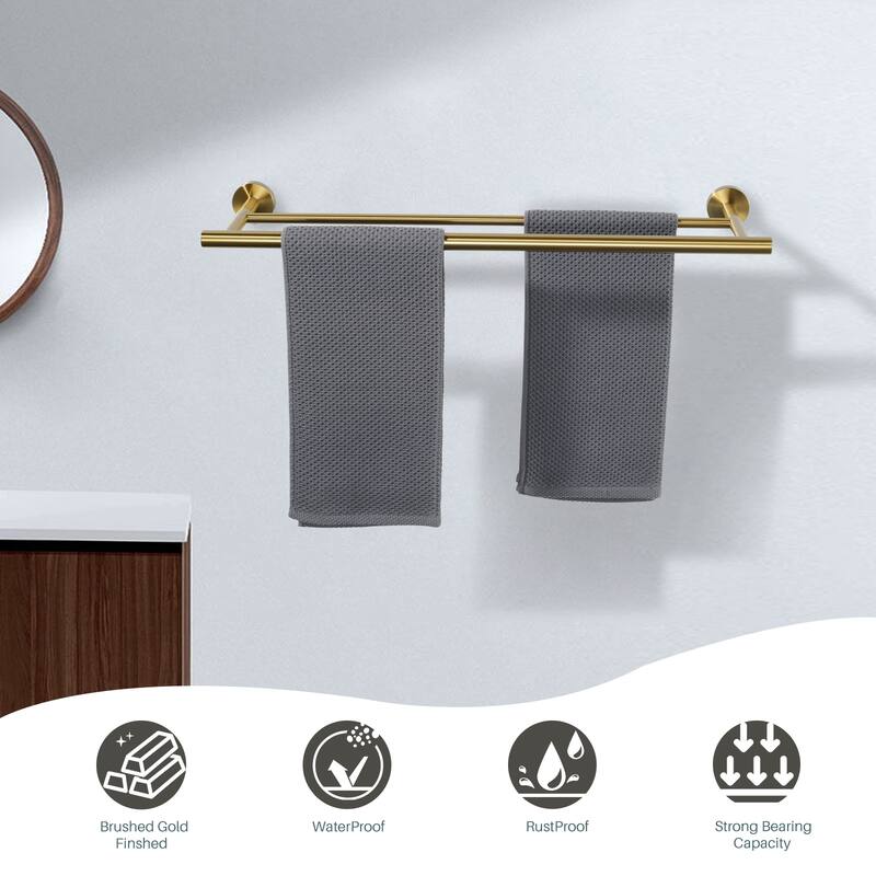 WOWOW Wall Mounted Stainless Steel Double Towel Bar
