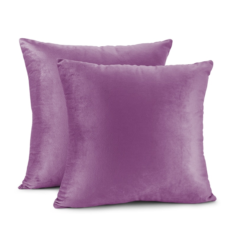 Porch & Den Cosner Microfiber Velvet Throw Pillow Covers (Set of 2) - 22" x 22" - Lavender Dream
