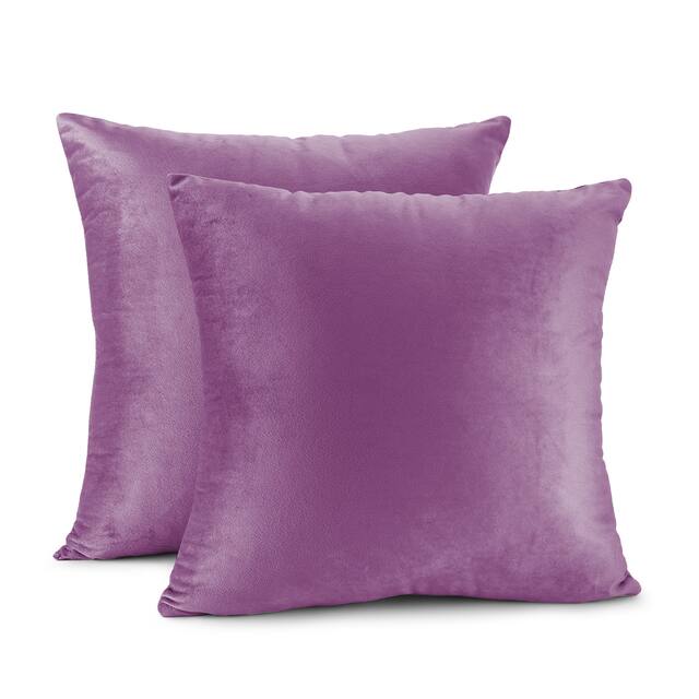 Porch & Den Cosner Microfiber Velvet Throw Pillow Covers (Set of 2) - 16" x 16" - Lavender Dream