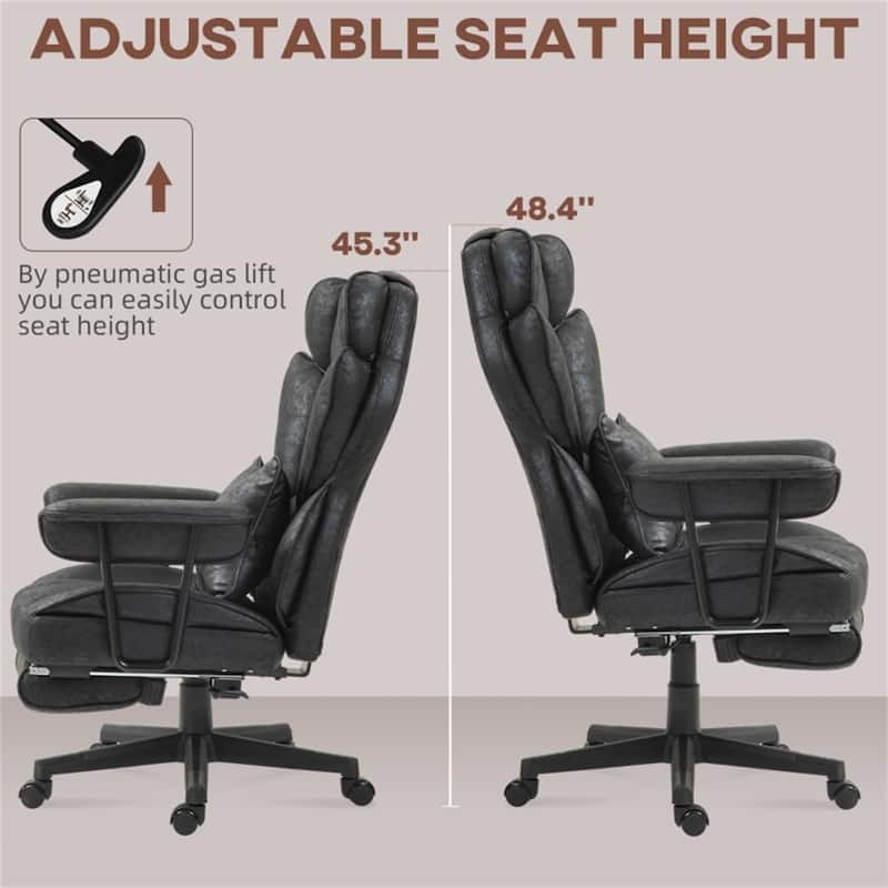 Microfiber Big and Tall Reclining Office Chair with Footrest - 29.9" W x 30.3" D x 45.3"-48.4" H