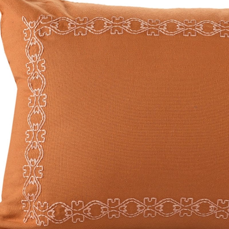 HomeRoots 14" X 20" Orange Geometric Cotton Lumbar Throw Pillow