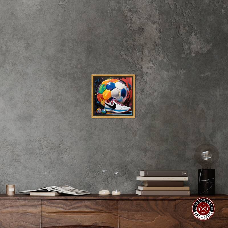 Notoriart Colorful Soccer Sneaker Splash Ii Framed Soccer 1 Piece Canvas Wall Art