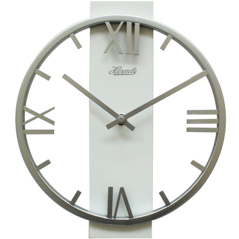 Iron Wall Clock with 3D Hour Bar - 20" - White and Silver