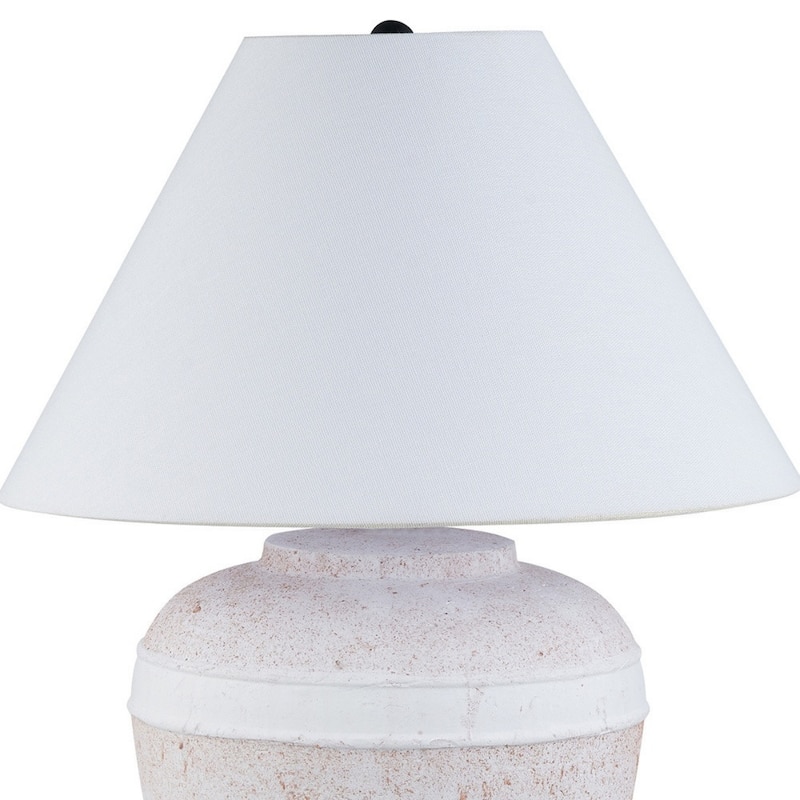 Modern 23 Inch Ceramic Urn Table Lamp with White Fabric Shade - 18.50" x 18.50" x 22.50"
