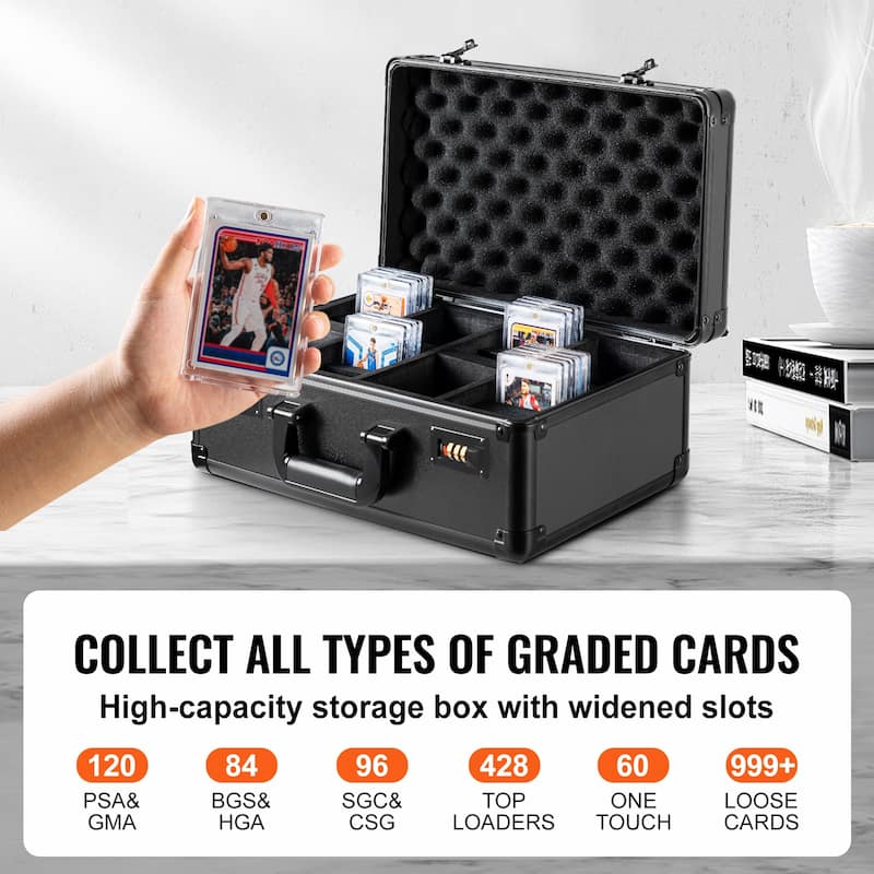 Graded Card Storage Box with Coded Lock Foam Dividers