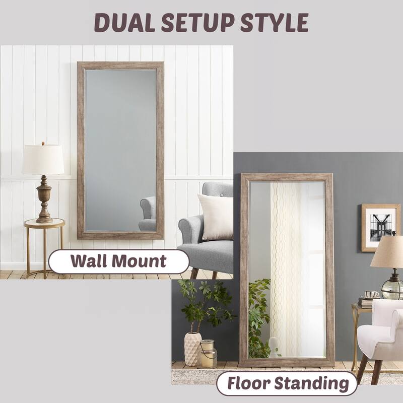 Rustic Floor Mirror - Rectangular Full Body Mirror for Living room
