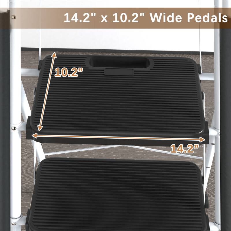 5-Step Folding Ladder with Handrails & Tool Platform