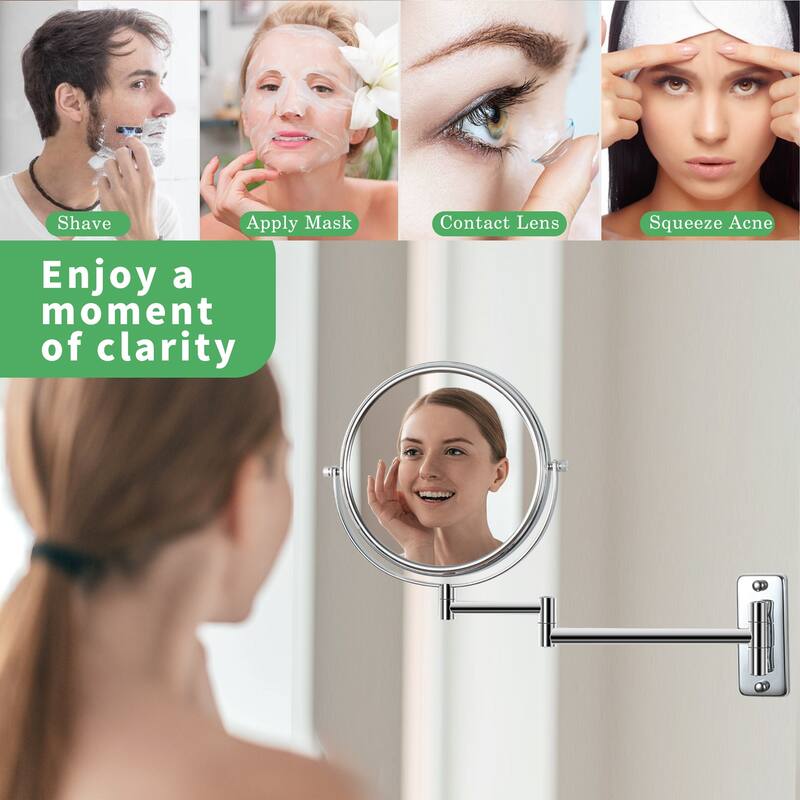 Hansabenne 8" x 8" Wall Mounted Makeup Mirror Double Sided Magnifying Mirror