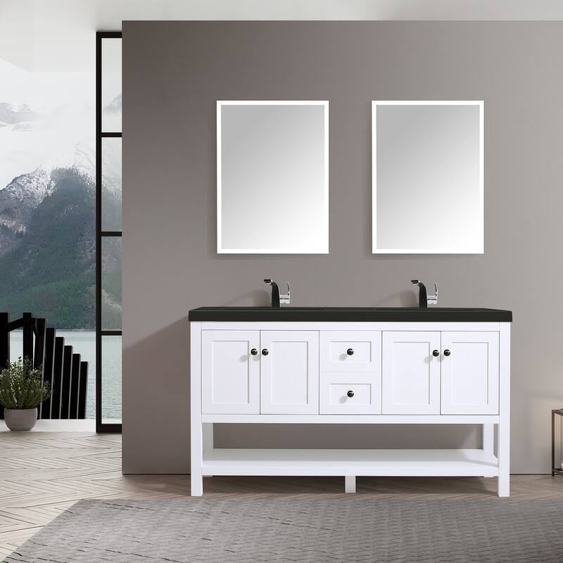 Winslow 60" Double Bathroom Vanity Set - White