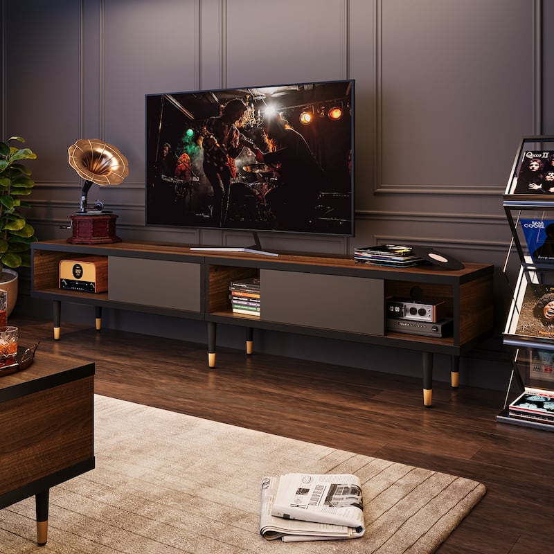 Modern TV Stand up to for 85 inch TVs Entertainment Center with Storage - 80 inch