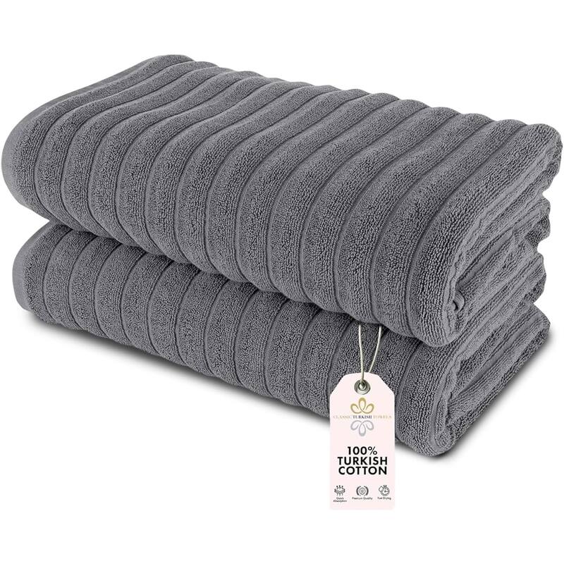 Brampton 2 Piece Luxury Turkish Cotton Jumbo Bath Sheets - Grey
