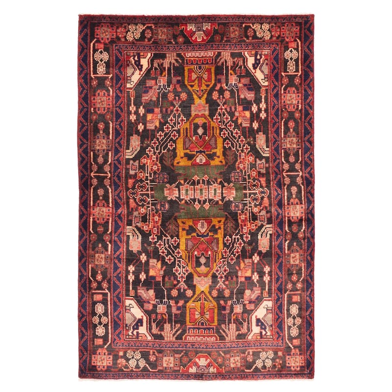 ECARPETGALLERY Hand-knotted Anadol Black, Red Wool Rug - 4'4 x 6'9
