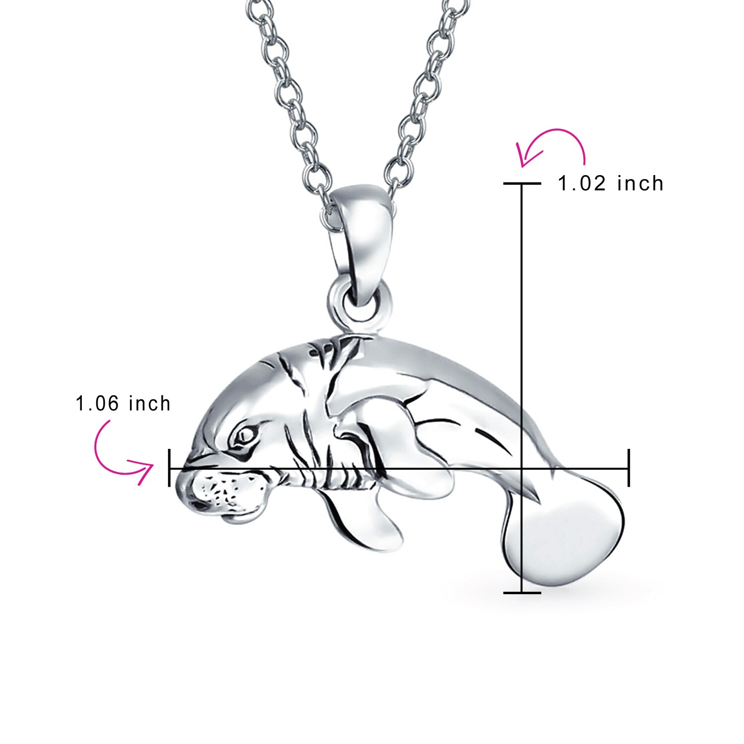 925 Sterling Silver Details about / Manatee Pendant Necklace Marine Life Ocean Animal NEW