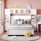preview thumbnail 1 of 10, Full Size Wooden Bed with All-in-One Cabinet, 10-Shelves, & 4-Drawers, White