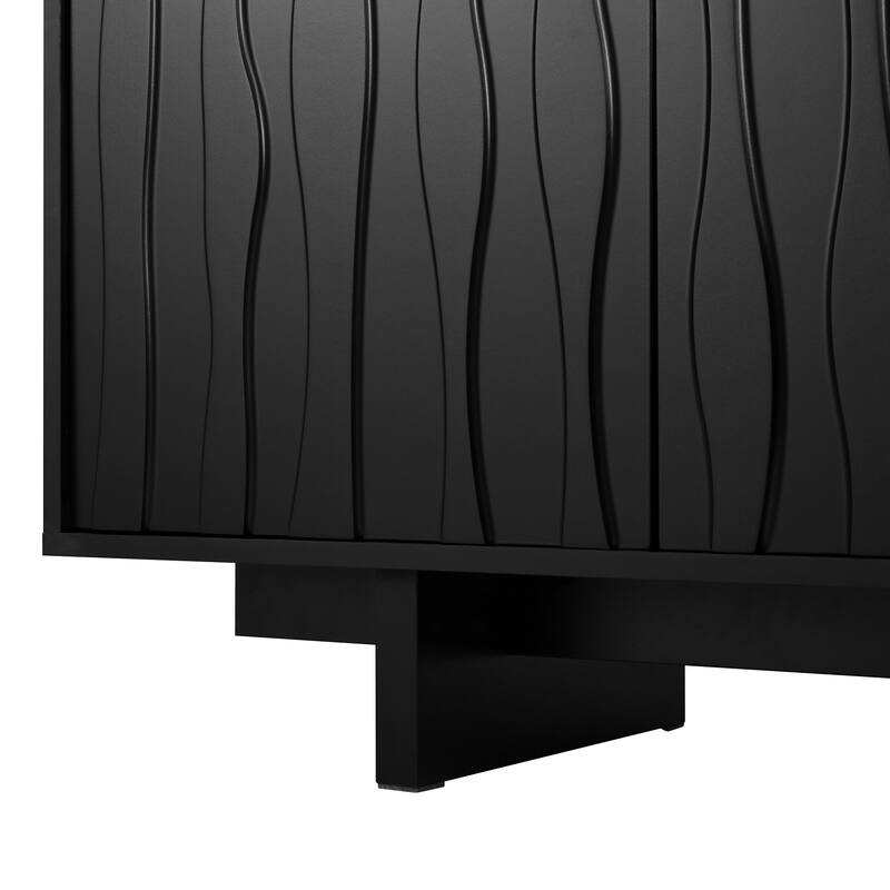 Retro Wood TV Stand Media Console for TVs up to 75", Rustic Entertainment Center Living Room TV Storage Cabinet with Wavy Doors