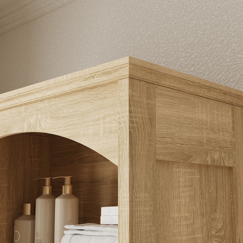 Tall Bathroom Cabinet Farmhouse Storage Cabinet with Hidden Drawers