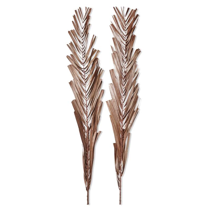 Khajur Leaves Set of 2 - Artificial Flower Stems for Indoor Decor, Brown Dried Botanicals, 38" H x 3.5" L x 0.5" W