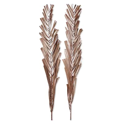 Khajur Leaves Set of 2 - Artificial Flower Stems for Indoor Decor, Brown Dried Botanicals, 38" H x 3.5" L x 0.5" W