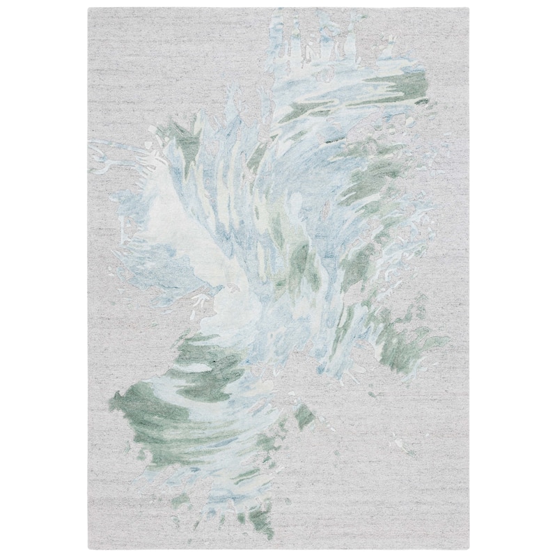 SAFAVIEH Handmade Fifth Avenue Anneros Mid-Century Modern Wool Rug - 4' x 6' - Grey/Light Blue