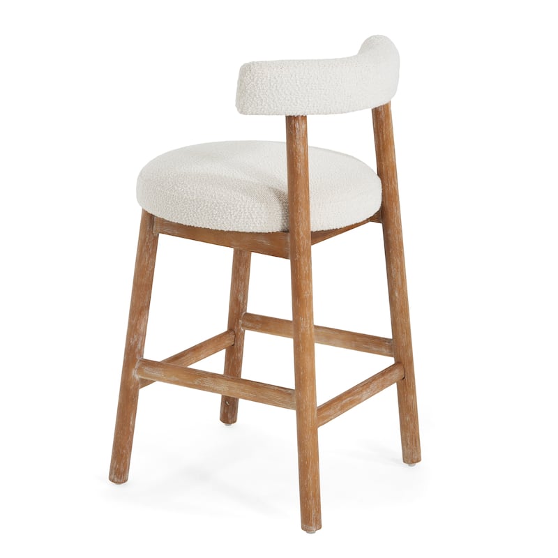 Christopher Knight Home - Riven Natural Rubberwood 26.77" Counter Stool Set with Beige Upholstery