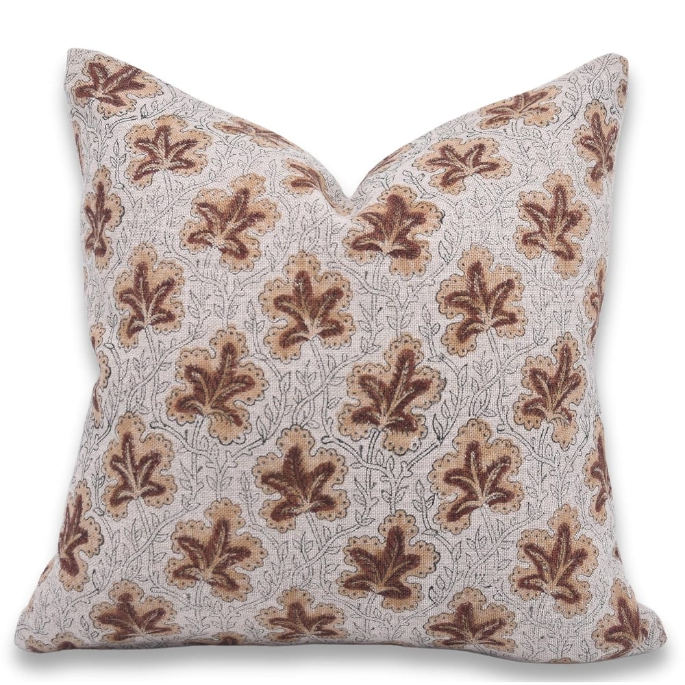 Fabdivine Handmade Home Cushion Cover for Dining Room Sofa or Couch Flower Pattern Pillowcase Linen Décor, Pushpsamita