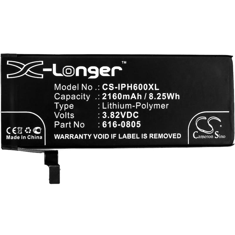 XL Battery for Apple iPhone 6 616-0804 616-0805 616-0806 616-0809 3.82v 2160mAh - Black