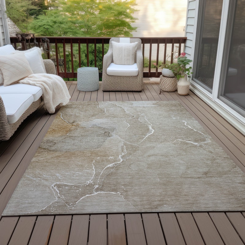 Machine Washable Indoor/ Outdoor Chantille Watercolor Rug