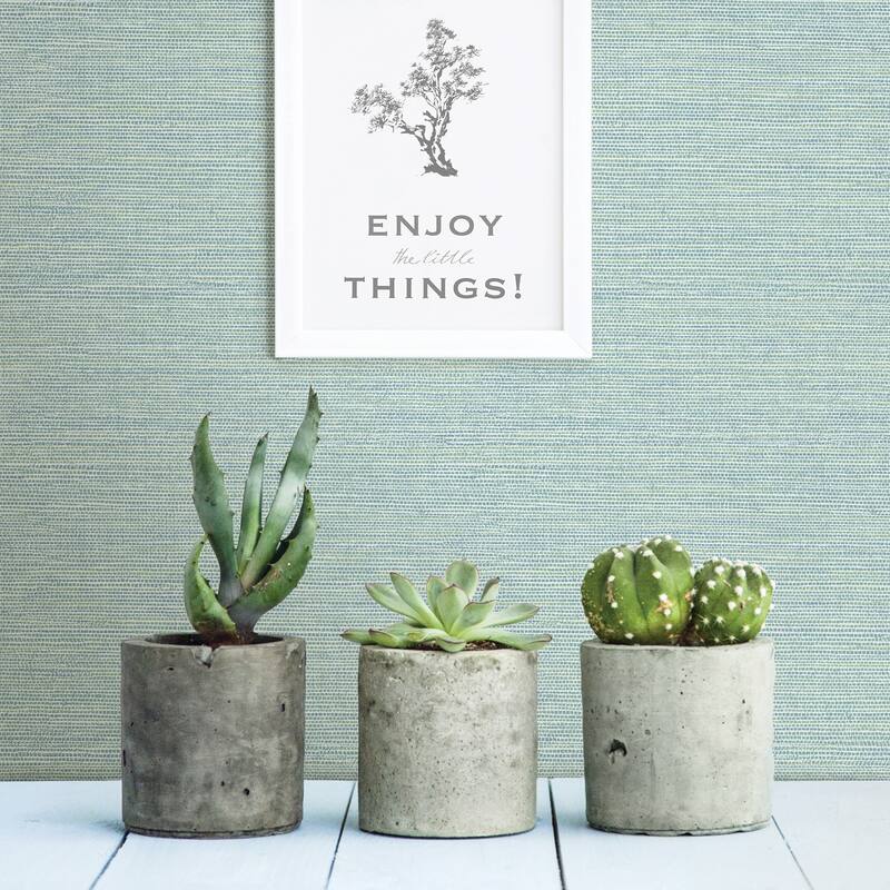Hercules, Agave Light Blue Faux Grasscloth, 33' L X 20.5 W, Wallpaper Roll - Teal