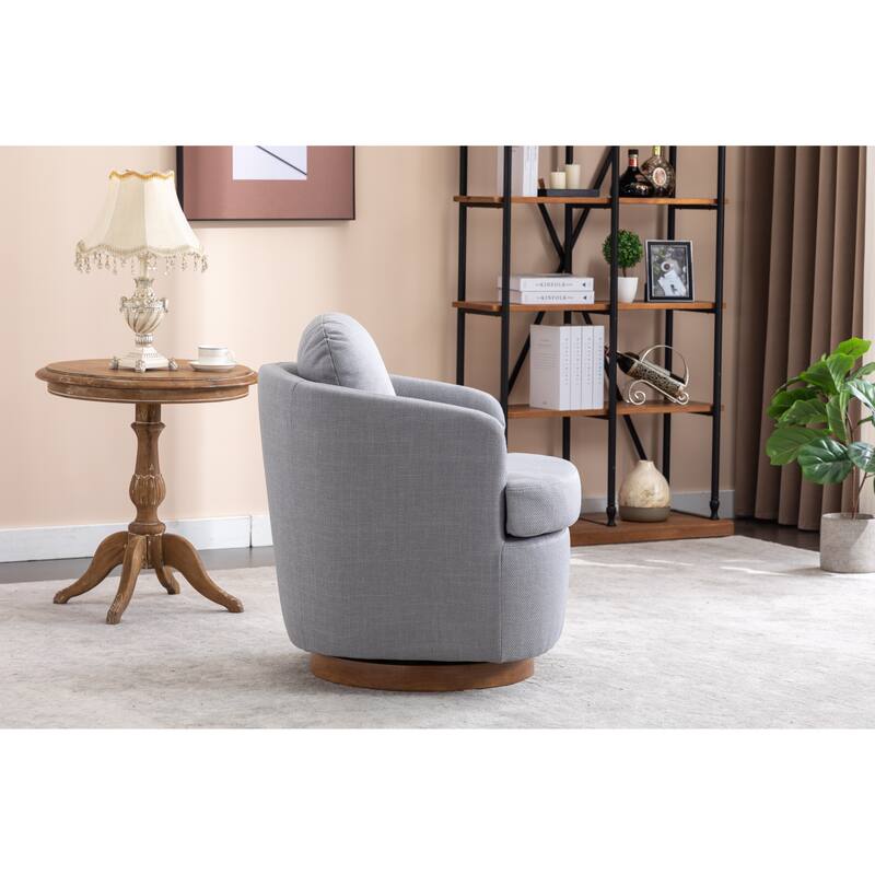 30.3" Swivel Accent Chair with Wood Base