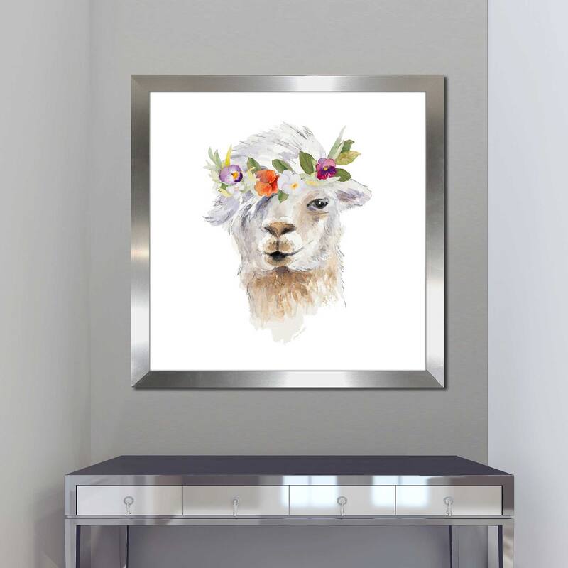 "Floral Llama IV (Square)" Print on Acrylic