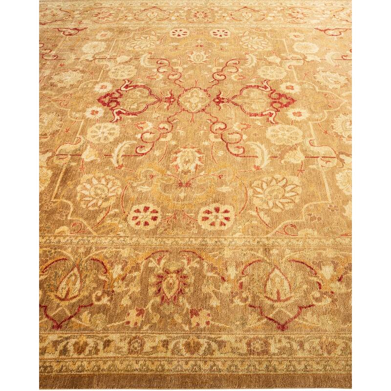 Overton Hand Knotted Wool Vintage Inspired Modern Contemporary Eclectic Yellow Area Rug - 7' 10" x 10' 1"