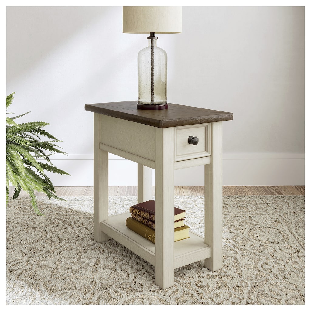 Signature Design by Ashley​ Bolanburg Casual Chair Side End Table, Gray/Antique White - 24"W x 14"D x 24"H