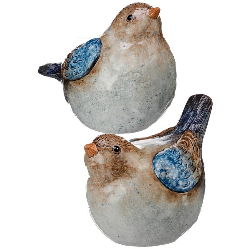 Terracotta Blue Bird 6" Set of 2 - 6
