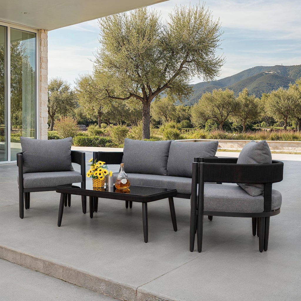 Safavieh Outdoor Living Viola 4-Piece Set - 52"W x 28"D x 26"H