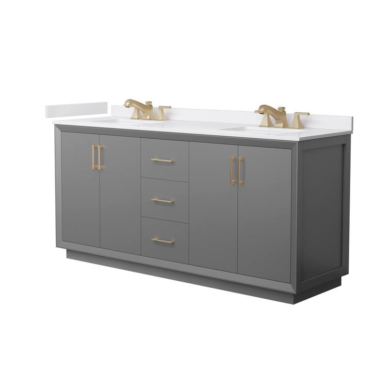 Wyndham Collection WCF4141-72D-VCA-US3MXX Strada 72" Free Standing - Dark Gray / White Cultured Marble Top / Satin