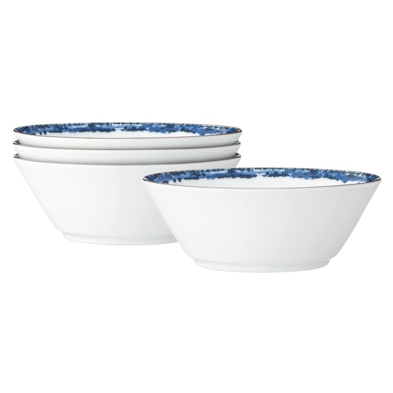 Noritake Rill Set Of 4 Fruit Bowls, 5", 9 oz. - Blue