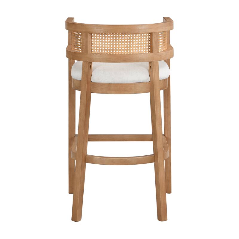 Christopher Knight Home-Glovers Wood And Rattan Upholstered Bar Stools Set of 2