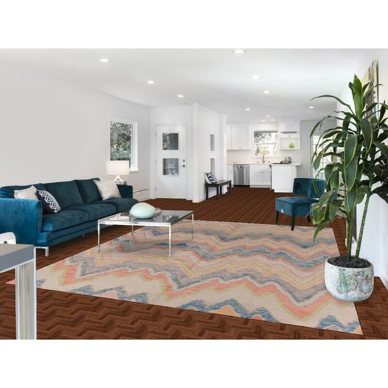 Hand Knotted Oriental 100% Wool Carpet Transitional All-Over Multi-Colored Oushak Area Rug - 10' 0'' X 8' 1''