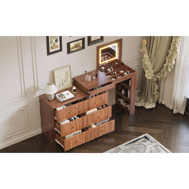 Vanity Desk with Mirror and Lights