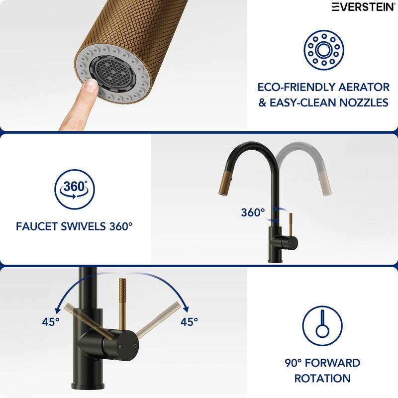 Single-Handle Pull-Down Sprayer Kitchen Faucet with 360° Spout Swivel