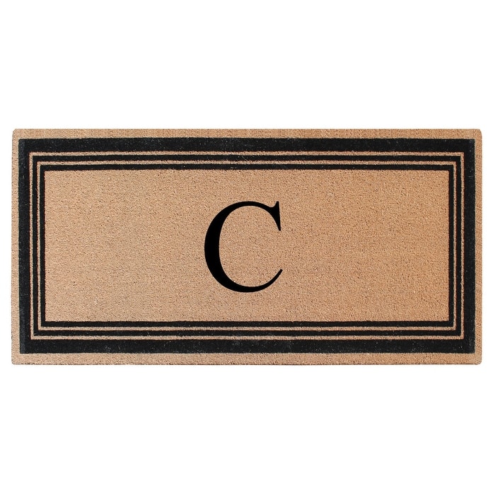 A1HC Natural Coir Monogrammed Flock Anti shed Treated Durable Doormat BlackBeige - 36"X72" - C