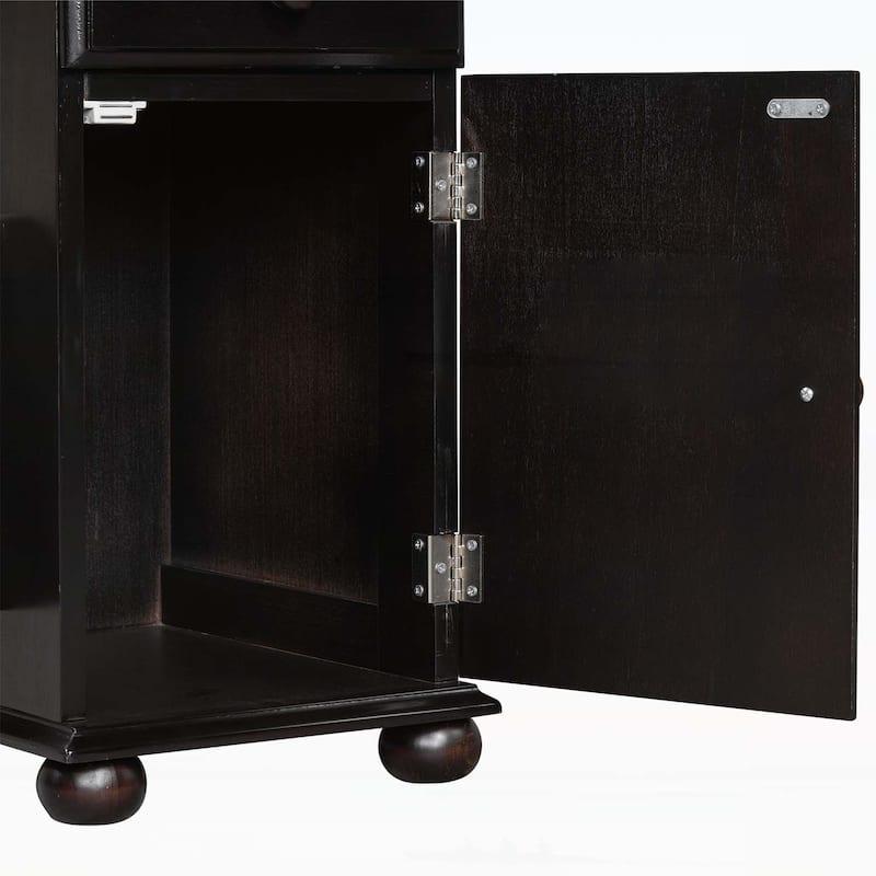 Vintage Side Table Flip Top with Flip Top,USB Ports,Multifunctional Drawer,Bookshelf for Living Room