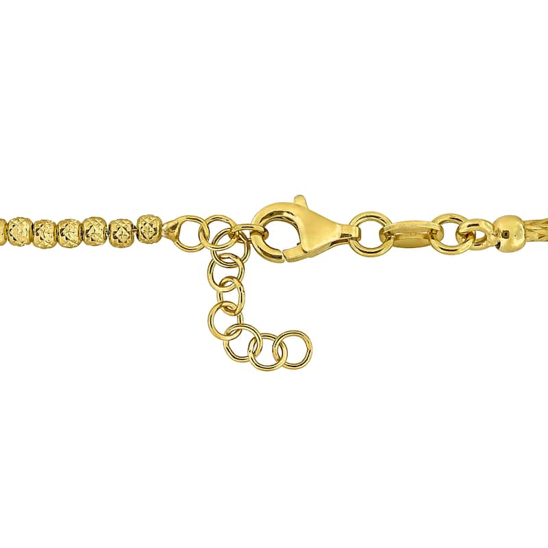Miadora 2.5mm Bead with Wheat Link Chain Bracelet Yellow Plated Sterling Silver