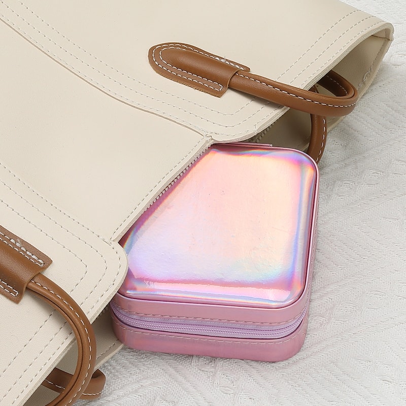 Travel Jewelry Box for Women Girl's Birthday Gifts, Small Portable PU Leather Jewelry Organizer Case Storage Display Holder