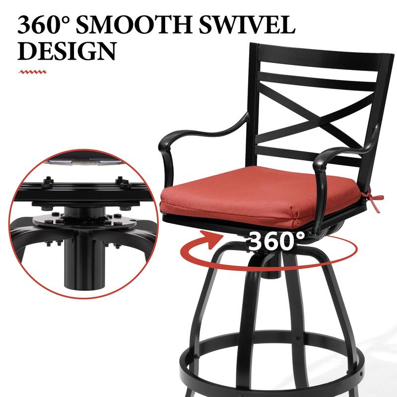 Outdoor Indoor Patio Bar Stools Aluminum Swivel Bar Chair with Sunbrella Cushion
