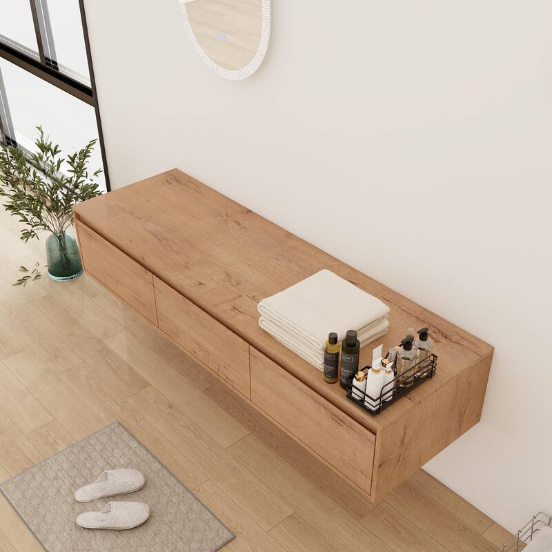 Bathroom Vanity With Sink In 30/60 Inch, Floating Bathroom Vanity With Soft Close Drawer