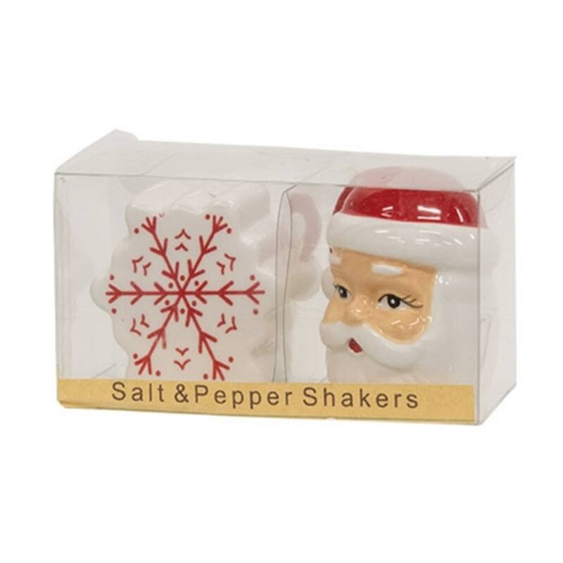 2/Set - Ceramic Santa & Snowflake Salt & Pepper Shakers - Multi