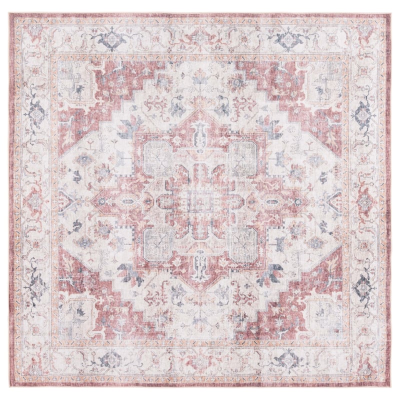 SAFAVIEH Arizona Malkah Vintage Rug - 6' Square - Beige/Rust