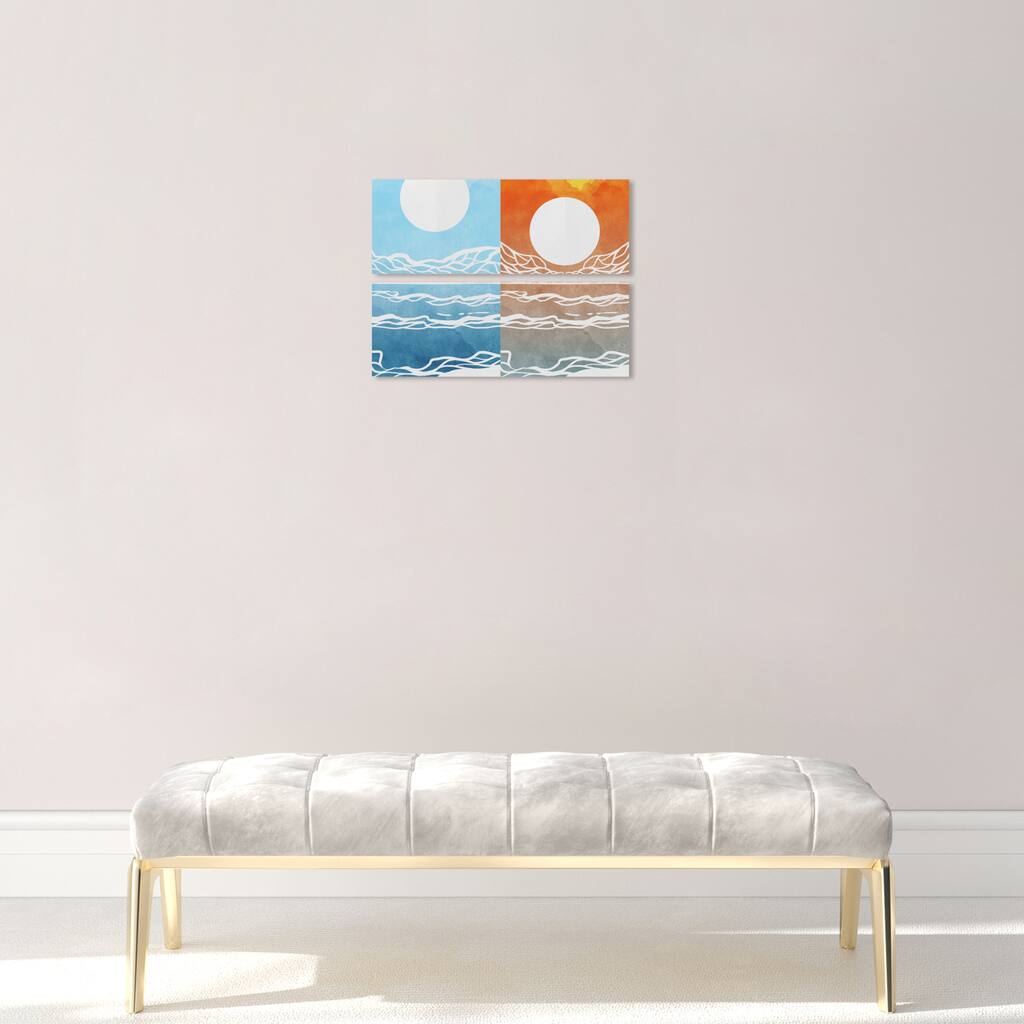 Wynwood Studio Canvas Abstract Gradient Waves Set Blue and Mid-Century Modern Wall Art Canvas Print