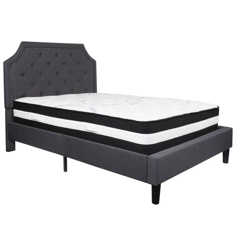 Arched Tufted Upholstered Platform Bed and Pocket Spring Mattress